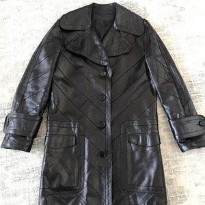 Leather knee length coat